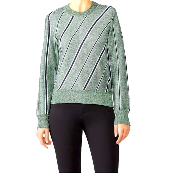 Cedric Charlier Striped Sweater 12 Lurex Glitter Sparkly Thick Top Crewneck - Picture 1 of 15